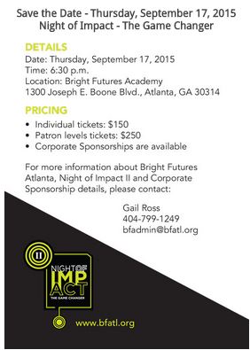 Bright Futures Night Of Impact flyer.